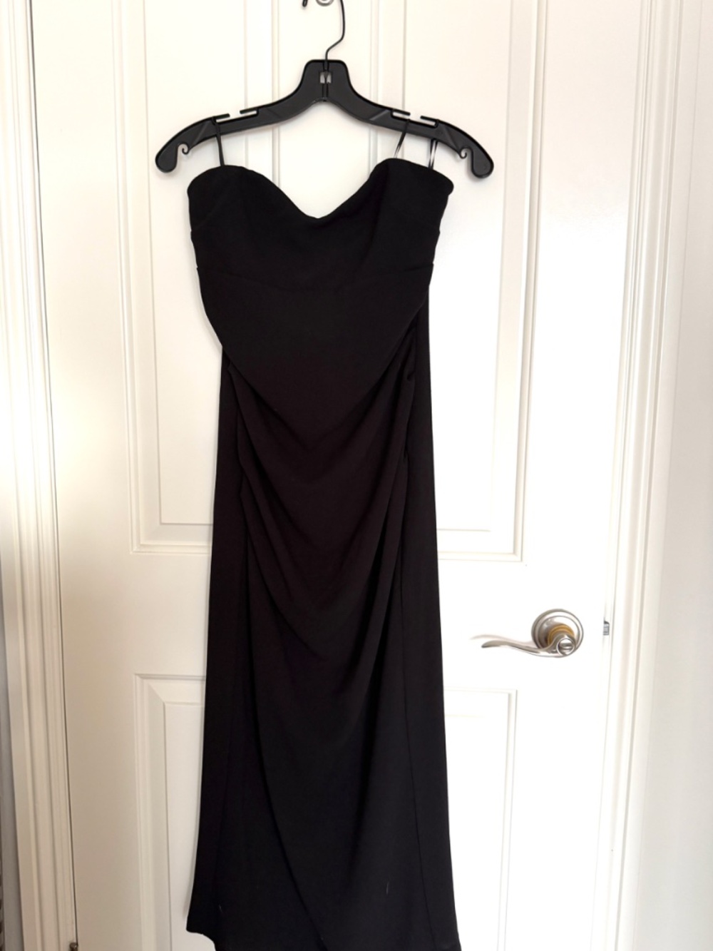 ZARA Strapless Ruched Black Dress Back Zipper and Back Slit Size Medium NWT